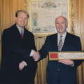Maurice Summerfield receiving Freedom of London Guildhall, December 1997.jpg